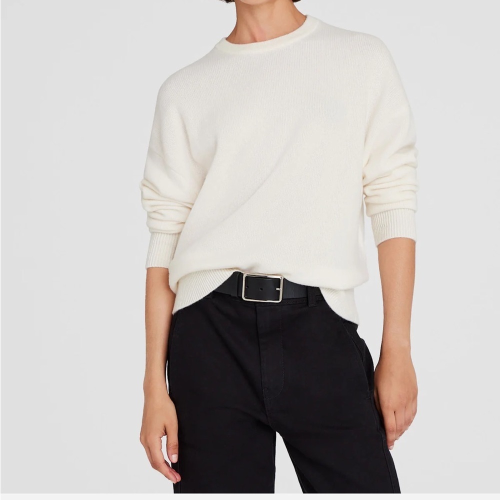 Club Monaco Cream Merino Wool Crew Neck Sweater Euc Small